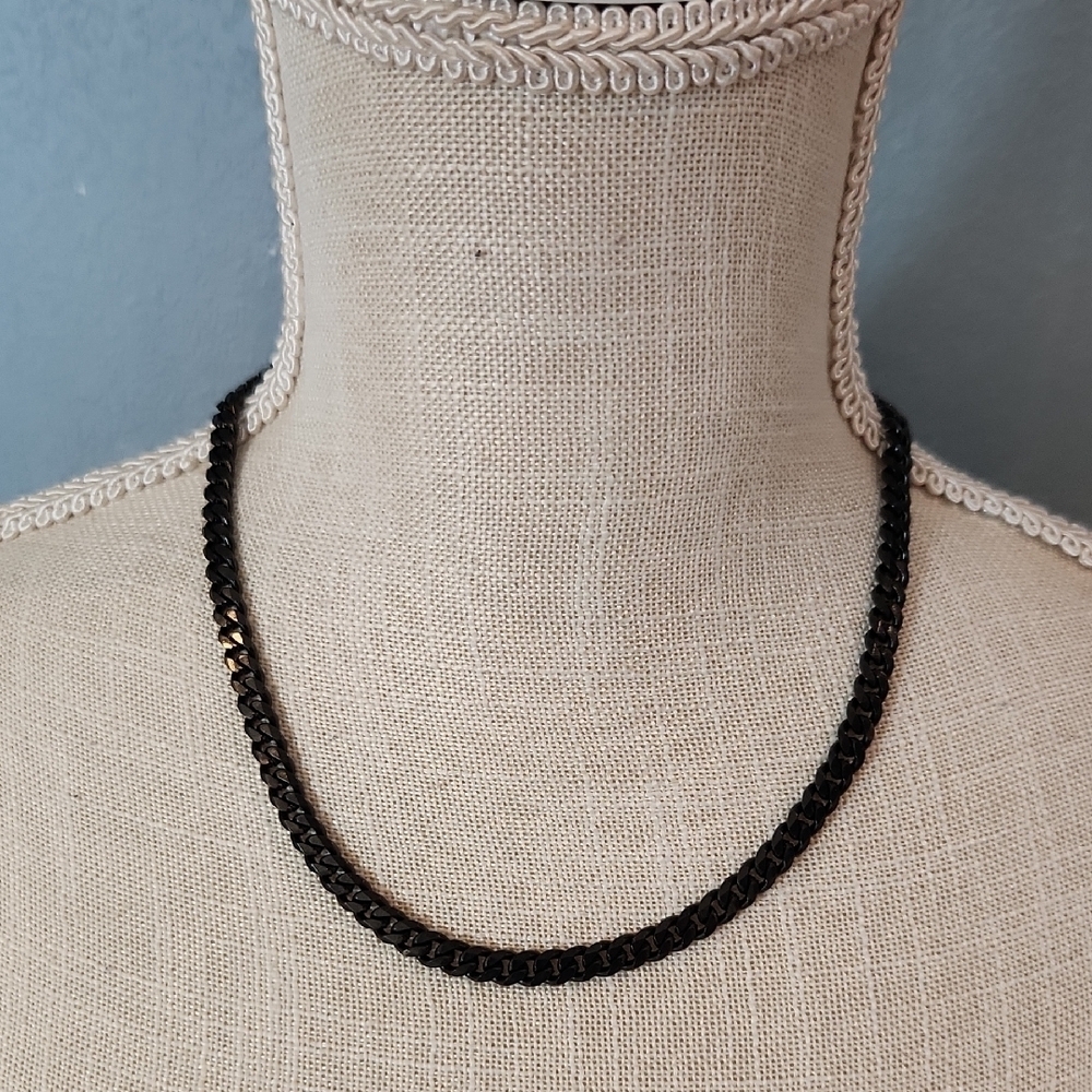 Silv Adore 100% Non-tarnish Stainless Steal Black Chainlink Necklace Maximalists